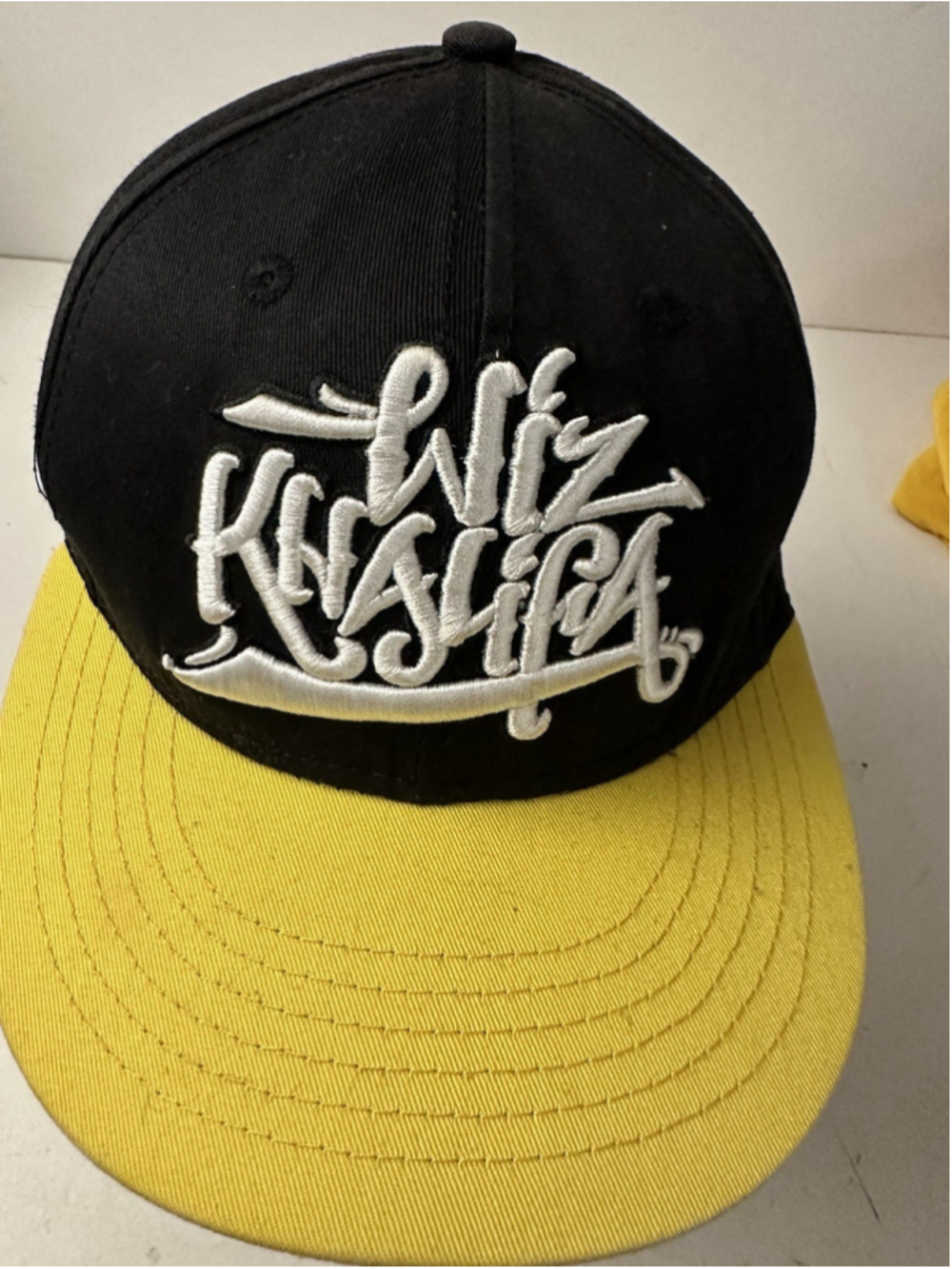 Wiz Khalifa Snapback Hat Black Yellow Flat Brim Rap Hip Hop Concert Merch Cap